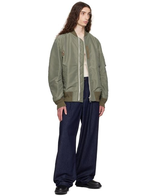 Sacai Multicolor Khaki Nylon Twill Bomber Jacket for men