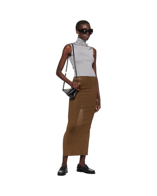 Marni Brown Ribbed Maxi Skirt
