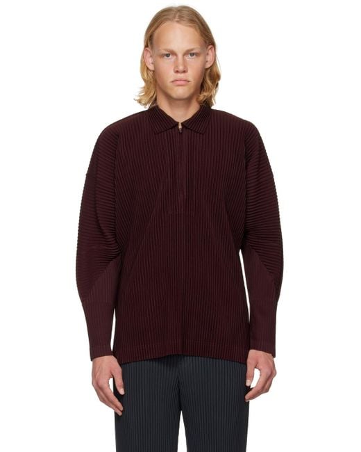Homme Plissé Issey Miyake Purple Homme Plissé Issey Miyake Burgundy Monthly Color November Polo for men