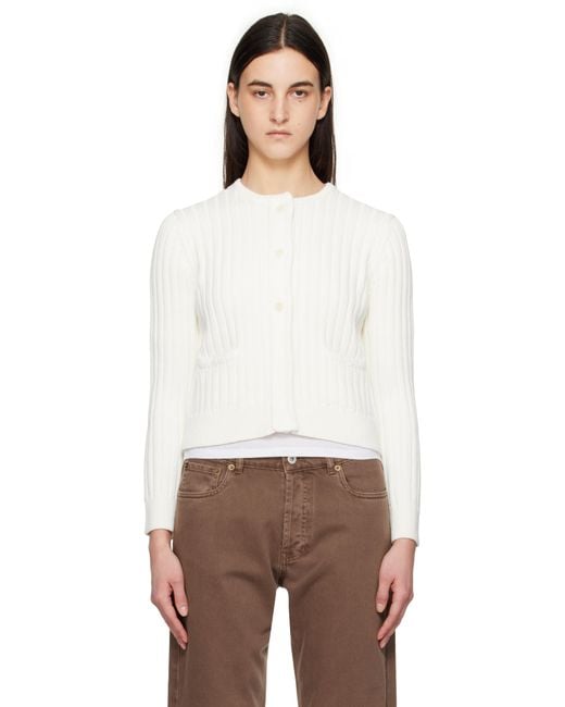 J.W. Anderson White Off- Cropped Buttoned Cardigan