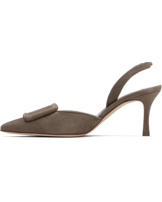 Manolo Blahnik Black Taupe Maysli Heeled Sandals