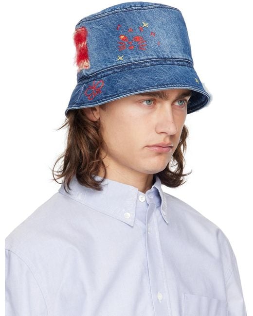 Marni Blue Stonewashed Organic Denim Bucket Hat for men