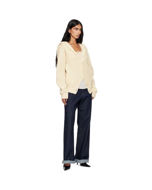 Stella McCartney Natural Chunky Ribbed Hooded Cardigan