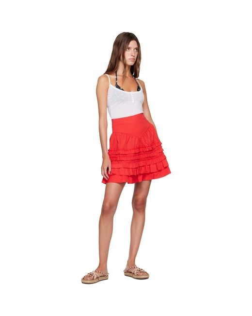 Ganni Red Cotton Miniskirt