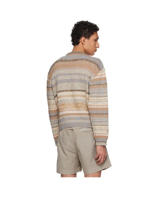 ERL Brown Striped Knit Crewneck for men