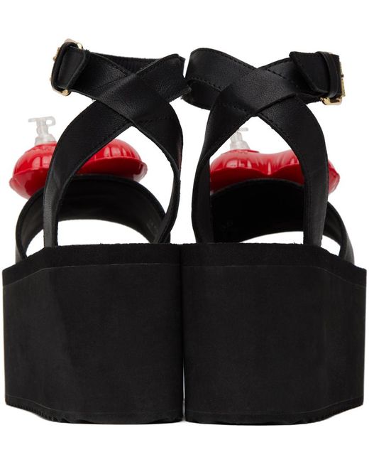 Moschino Black Inflatable Heart Sandals