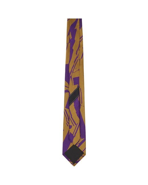 Dries Van Noten Black Printed Silk Tie for men