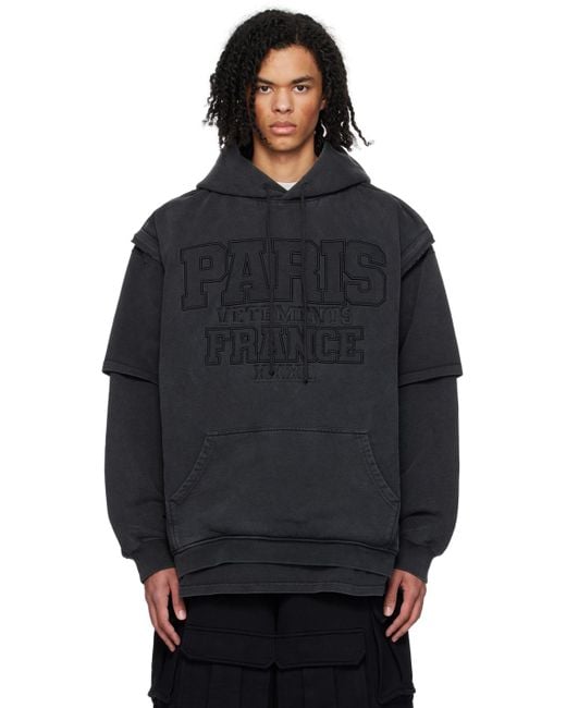 Vetements Blue Black Xxxl Paris Hoodie for men