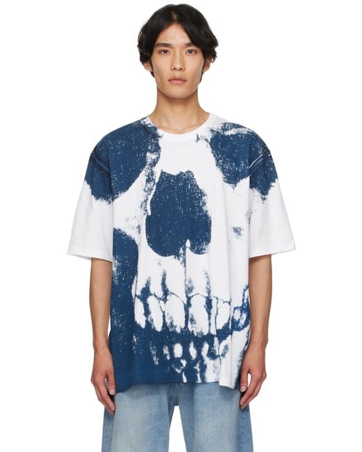 Alexander McQueen Blue Exploded Skull T-Shirt for men
