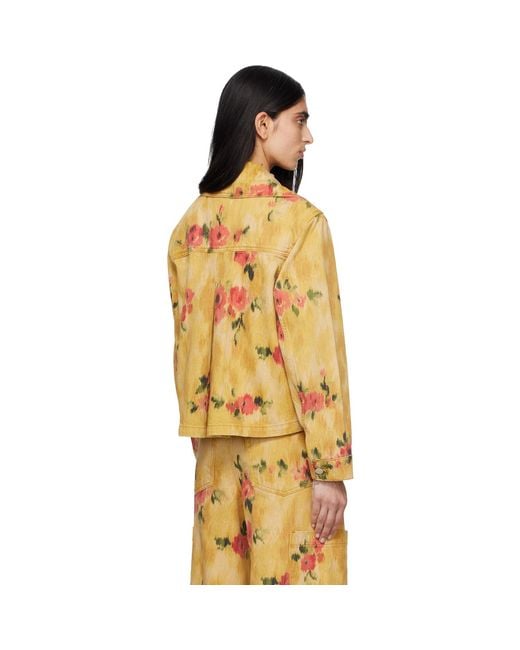 Ganni Orange Printed Denim Jacket
