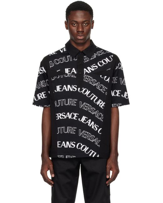 メンズ Versace Logowave ポロシャツ Black
