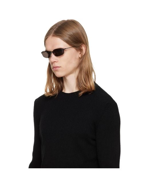 Balenciaga Black Engraved-Logo Sunglasses for men