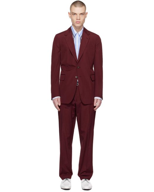Dries Van Noten Red Burgundy Two-button Suit for men