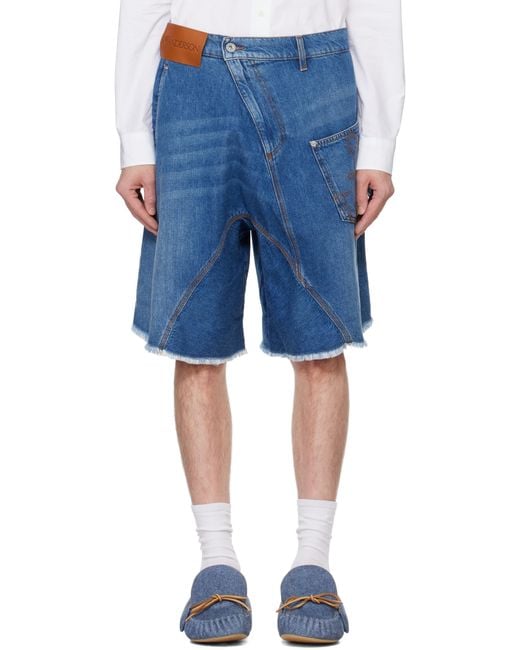 J.W. Anderson Blue Twisted Workwear Denim Shorts for men