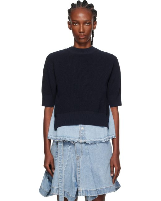 Sacai ネイビー＆ブルー Denim X Knit セーター Blue