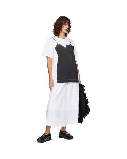 Simone Rocha Black Bow Sash Slip Dress Trompe L'Oeil T-Shirt