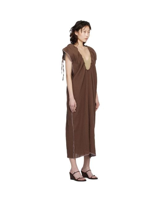 Baserange Black Max Crinkle Linen Maxi Dress