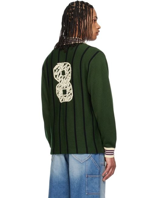 メンズ rice nine ten グリーン Soccer ジャージ 長袖 ニットポロシャツ Green