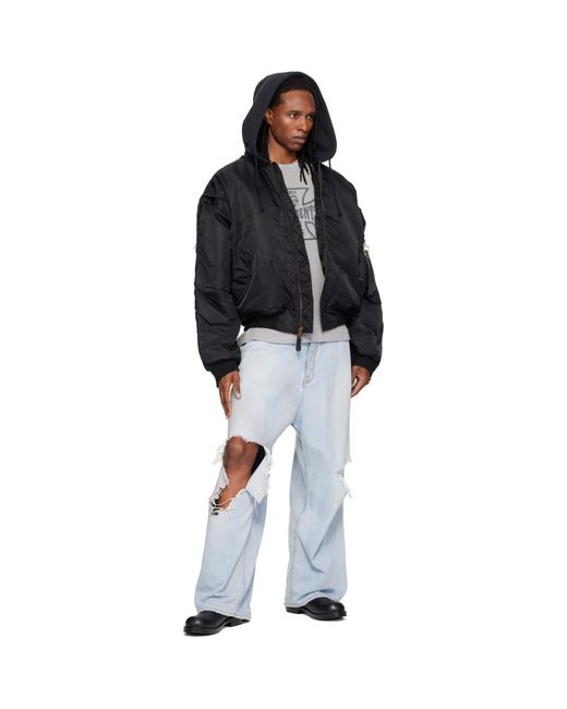 Vetements Black Reconstructed Bomber Jacket for men