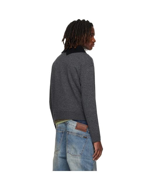 ANDERSSON BELL Black Layered Collar Cardigan for men