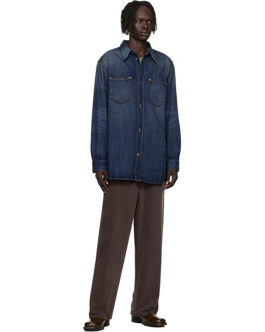 Acne Blue Button-Up Denim Shirt for men