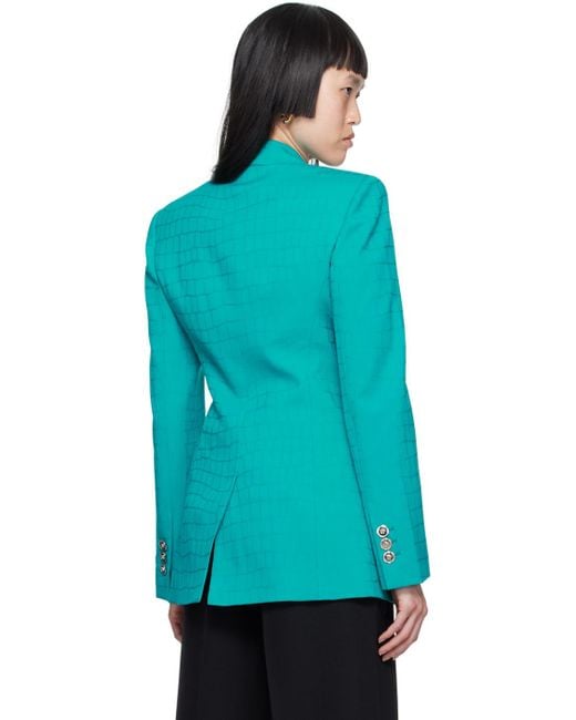 Versace ブルー ジャカード テーラードジャケット Blue