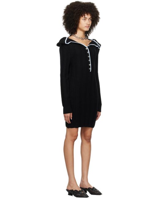 Y. Project Black Ruffle Necklace Minidress