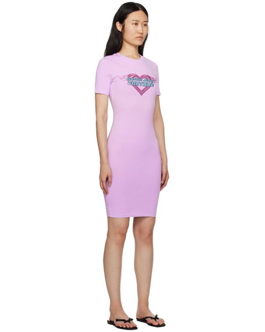 Versace Pink Purple Crystal Midi Dress