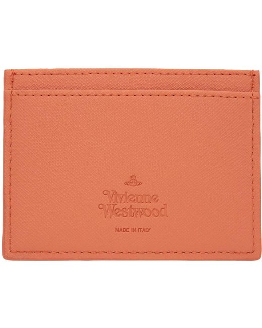 Vivienne Westwood Orange Saffiano Card Holder for men