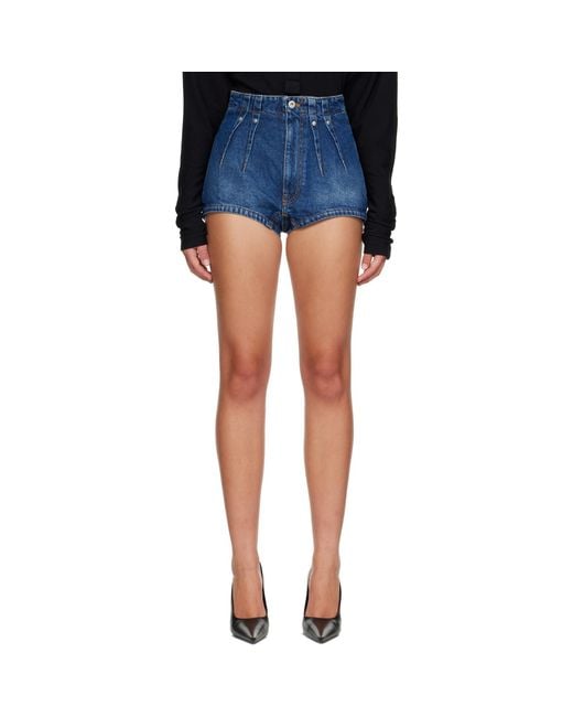 Mugler Blue Washed Denim Tailored Shorts