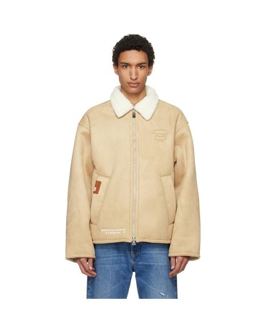 Aape By A Bathing Ape Natural Main Faux-Suede Jacket for men