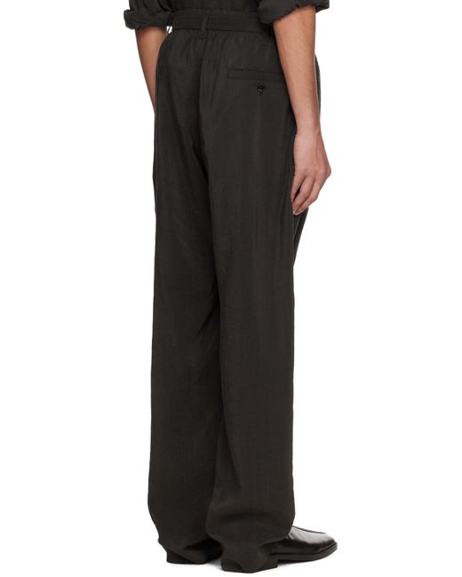 Pantalon Décontracté Brun À Ceinture Lemaire pour homme en coloris Black