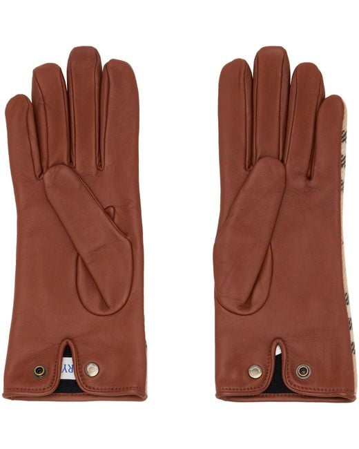 Burberry Brown Check Wool Gloves