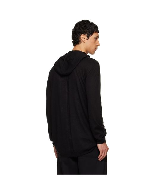 Rick Owens Black Temple Oversized Ls Hoodie for men