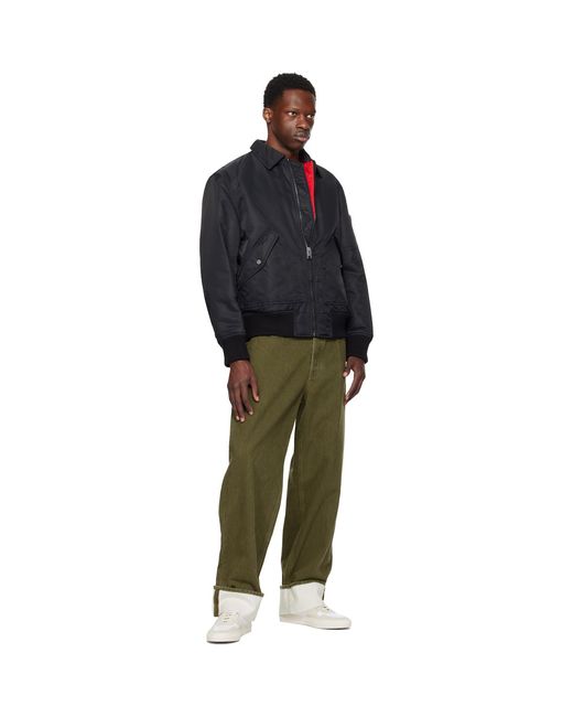 HUGO Black Recycled Nylon Bomber Jacket for men