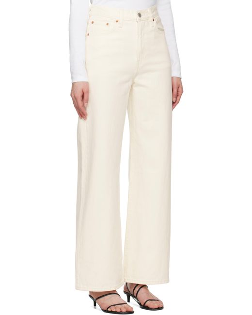 Levi's オフホワイト Ribcage ワイドレッグジーンズ White