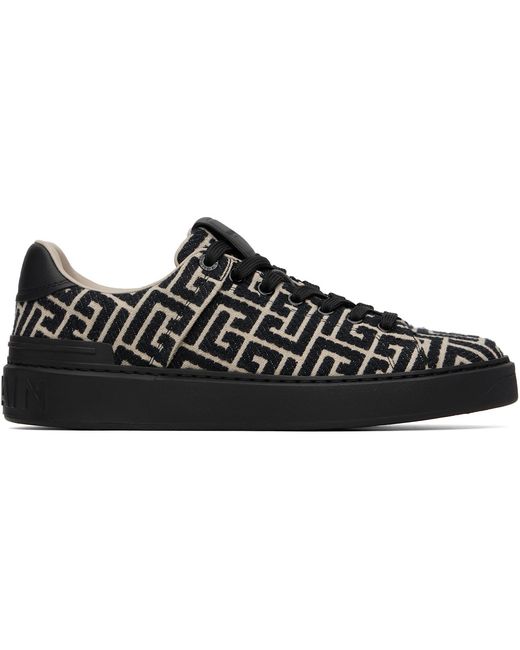 Balmain Black Monogram Jacquard B-Court Trainers for men