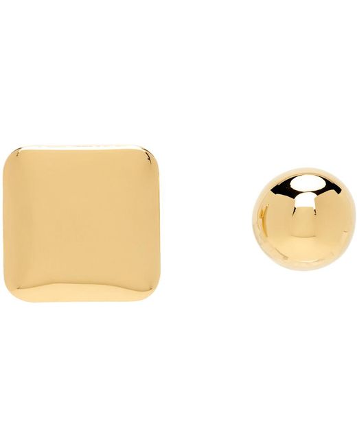 Jacquemus Yellow Les Rond Carre Brass Earrings