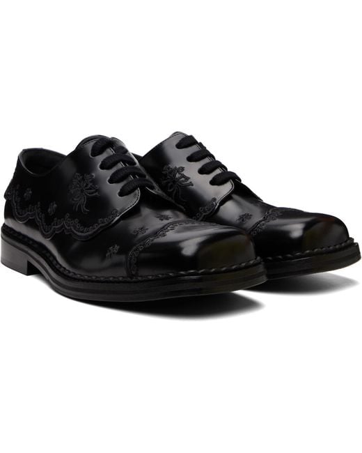 Simone Rocha Black Floral Lace Brogue Derbys for men