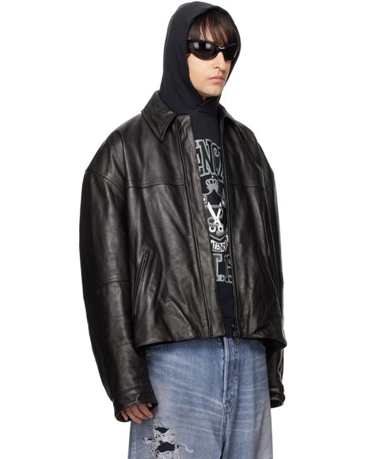 Balenciaga Black Cocoon Kick Leather Jacket for men
