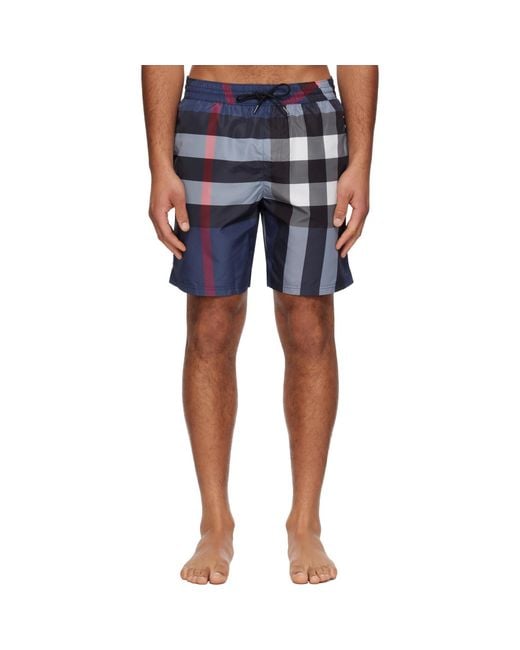 Burberry Blue Check Swim Shorts for men