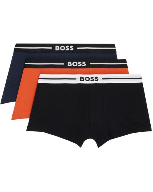 etiket At regere Cusco BOSS by HUGO BOSS Three-pack Black & Orange Boxers for Men | Lyst Australia