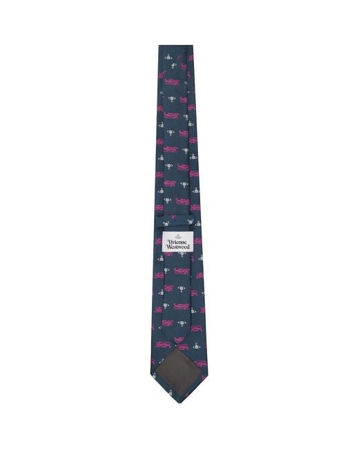 Vivienne Westwood Blue 8.5Cm 'Lion' Tie for men