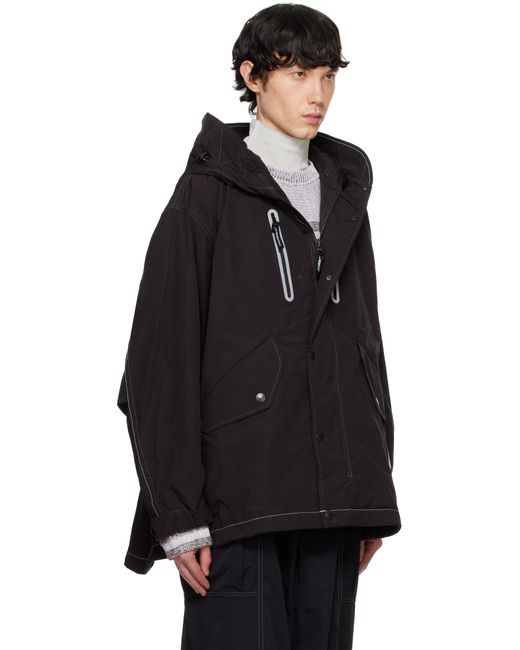 And Wander Black Fishtail Octa Jacket for men