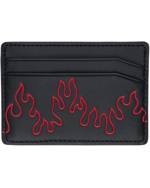 HUGO Black Faux-leather Flame Artwork Card Holder for men