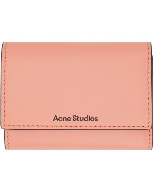 Acne Black Pink Trifold Leather Wallet for men