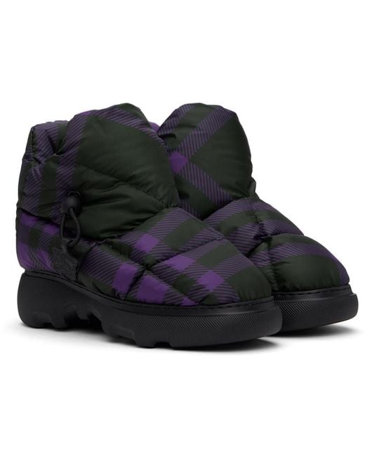 Burberry Blue Black & Purple Check Pillow Boots