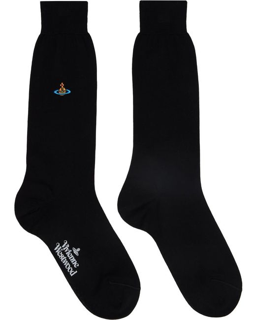 Vivienne Westwood Black Uni Color Plain Socks for men