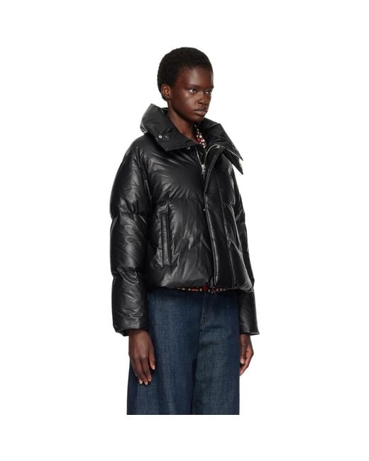 MM6 by Maison Margiela Black Padded Faux-Leather Down Jacket