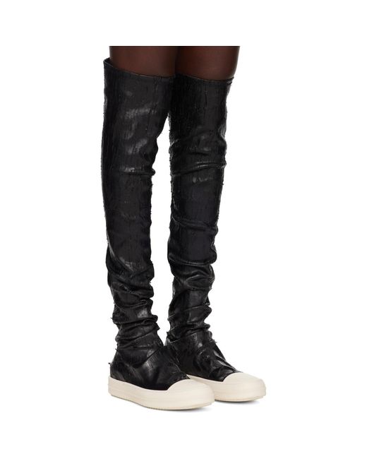 Rick Owens Black Tower High Sock Sneaks Tall Boots